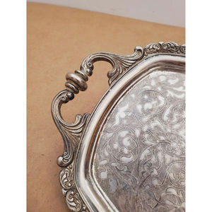 Bandeja de comedor, bandeja decorativa antigua, bandeja elegante, bandeja real, bandeja decorativa vintage, bandeja decorativa plateada, bandeja de servir de metal - Product Image 4