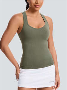 Camiseta sin mangas corta para mujer, mezcla de algodón elástico, chaleco informal de verano para uso diario y estilo de vida activo - Product Image 5