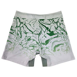 Pantalones Cortos de Boxeo Unisex con Estampado de Mármol Verde y Blanco, Diseño Color Block, Ajuste Atlético, Absorción de Humedad, 140g Poliéster, Ropa Deportiva OEM - Product Image 2