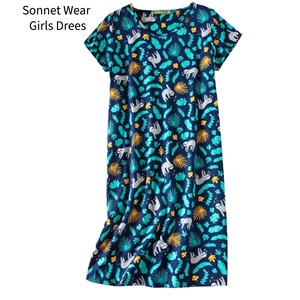 Robe de nuit pour filles, grande taille, 100% coton, manches courtes, col rond - Product Image 6