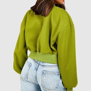 เสื้อแจ็คเก็ตบอมเบอร์สีเขียวสำหรับผู้หญิงผู้ชาย แขนสั้น สีพื้น ปิดด้วยกระดุม เสื้อคลุมโพลีเอสเตอร์สำหรับฤดูใบไม้ร่วง - Product Image 4