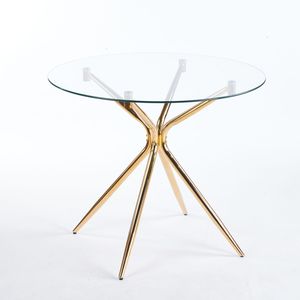 Tavolo da Pranzo Moderno Salvaspazio per Cucina e Soggiorno con Piano in Vetro Temperato e Gambe in Metallo Cromato Elegante Colore Cromo - Product Image 3