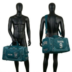 Sac de football gaélique de haute qualité en polyester 600D GSM pour hommes, couleur marron et bleu, avec logo brodé, sac de sport type duffel - Product Image 4