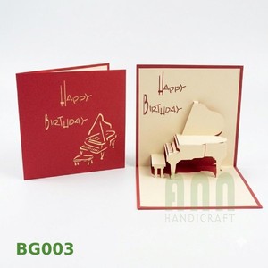 Cartes de vœux 3D pop-up personnalisées ANN HANDICRAFT Piano Anniversaire Thanksgiving, impression 4 couleurs, découpe, vernissage mat BG003 - Product Image 3