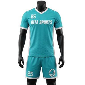 Ensemble d'uniformes de lacrosse unisexe bleu sarcelle et blanc en polyester, coupe athlétique, maillot et short, vêtements de sport performants pour l'entraînement et les matchs - Product Image 1