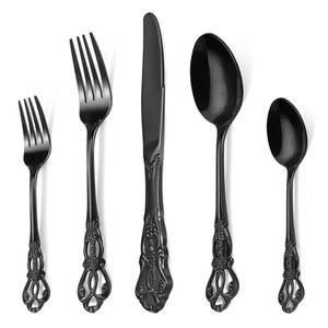 Juego de Cubiertos de Metal con Acabado Negro Mate y Mango de Diseño para Bodas, Cenas y Fiestas - Product Image 1