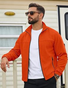 Men's Full Zip Fleece Jacket Stand Collar Polar Outerwear <b>Lightweight</b> Warm Casual Winter <b>Coat</b> - Product Image 4
