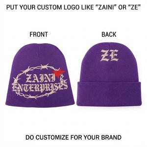 OEM Unisex Winter Ski <b>Hat</b> with 3D Embroidery Logo Custom Beanie for Sports Casual Travel Cuffless <b>Brimless</b> Keep Warm Knitted Cap - Product Image 1
