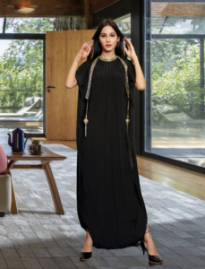 Vestido plisado negro con detalles de borlas, vestido maxi holgado con mangas cortas para fiesta, tejido con cuentas y trabajo de cut-dana. - Product Image 3