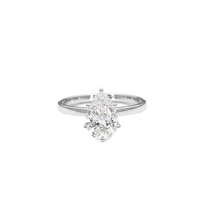 Anillo de Compromiso Solitario con Diamante de Laboratorio en Forma de Pera, Certificado IGI, Oro Sólido de 10K, 14K, 18K, Color DEF, Claridad VS VVS, Anillo de Moda - Product Image 2