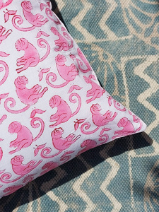 Pure Cotton Handcrafted Animal Cartoon Polka Dot Block Printed Eco-friendly Boho Design <b>Cushion</b> Cover Home Decor Breathable - Product Image 2