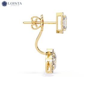 Boucles d'oreilles en diamant de culture en forme de poire, style classique, bijoux de mariage pour femmes, certifiées IGI - Product Image 2