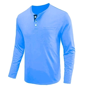T-shirt pour homme à manches longues avec boutons sur le devant, personnalisable, coton respirant de haute qualité, vêtements décontractés pour homme, t-shirt pour l'automne - Product Image 6