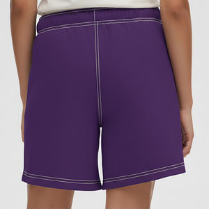 Shorts d'été pour femmes de qualité supérieure, élégants, avec surpiqûres contrastées, longueur genou, logo brodé personnalisé, sans cordon de serrage - Product Image 6