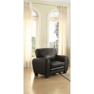 Modern <b>Retro</b> Styling 1pc Black Faux Leather Cover Living Room <b>Chair</b> Modern Home Furniture - Product Image 6