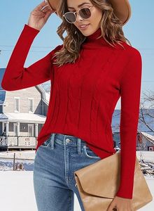 <b>Women</b> <b>Cable</b> <b>Knit</b> Turtleneck <b>Sweater</b> Ribbed High Neck Long Sleeve Pullover Knitwear Casual Winter Jumper Wholesale - Product Image 6