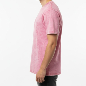 T-shirt à manches courtes pour homme, rose tie-dye, col rond, coupe classique, jersey en coton décontracté - Product Image 3