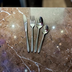 <b>Silver</b> Plated Cutlery Set Mirror Finish Long Handle Minimalist Design Dishwasher Safe Wedding Tableware - Product Image 3