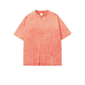 เสื้อยืดผู้ชายผ้าซักกรดสไตล์วินเทจโอเวอร์ไซส์แขนสั้นลำลองสไตล์สตรีทแวร์ปรับแต่งโลโก้ได้ - Product Image 1