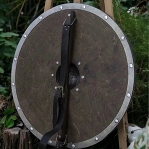 Bouclier Viking en acier carbone de qualité DIY, motif Dragon Noir, avec pointes centrales en acier, personnalisable ODM/OEM, par Ahmad Fabric Red Plywood - Product Image 6