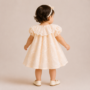 Vestido de Princesa con Encaje Bordado y Cuello Festoneado para Bebés Niñas |   Vestido Elegante de Boutique - Product Image 5