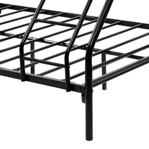 Letto a Castello in Metallo Robusto con Letto Singolo Sopra e Letto Matrimoniale, Facile da Montare, con Ringhiera Superiore Rinforzata, Telaio in Ferro Stabile, Colore Nero - Product Image 4