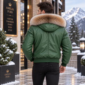 Blouson aviateur en cuir respirant pour homme, motif écossais, capuche en cuir, idéal pour l'été |   Veste chaude pour homme |   Veste Chaude |   Chaud - Product Image 6