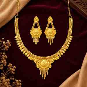 Wholesale Brass 14K 18K 24K Dye Gold Plated Forming Necklaces Fashion Jewelry <b>Bridal</b> Short Necklaces Set Traditional Jewelry Set - Product Image 2