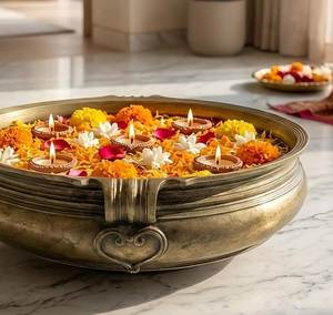 Bol à bougie en métal multi-usages pour la décoration de bougies et d'eau, créant une ambiance paisible et élégante à la maison - Product Image 1