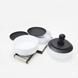 Modern 3 Tier Metal <b>Food</b> <b>Container</b> <b>Stackable</b> Lunch Box Portable <b>Food</b> <b>Storage</b> Carrier with Handle and Spoon Kitchenware Bento Box - Product Image 2