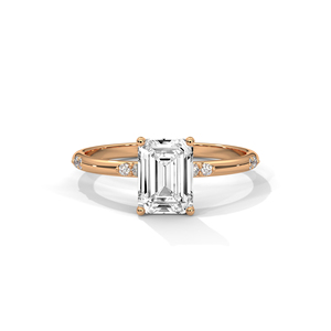 แหวนหมั้นมอสซาไนต์ทรงเอเมอรัลด์ชุบทอง 14K แหวนเพชรสามเม็ดสำหรับงานแต่งงานและงานฉลองครบรอบ - Product Image 1