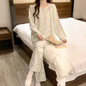 Conjunto de Pijamas Dulces y Lindos para Mujer, Manga Larga y Pantalones, Ropa de Dormir Nueva de Verano, Poliéster/Algodón, Suave y Transpirable, SAQRAT SPORTS - Product Image 4