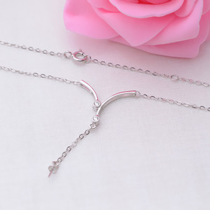 Collier chaîne avec pendentif long en argent S925 avec un porte-perle vide tendance 310, accessoires de bijoux DIY pour femmes - Product Image 3