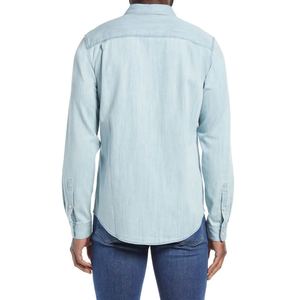 Camisas de Hombre de Moda, Estilo Vaquero de Algodón, Transpirables, Manga Larga, Azul, Corte Regular - Product Image 5