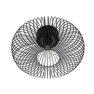 Lampe murale suspendue de forme ronde en maille noire, design moderne, pour la décoration de la maison, du salon, de la cuisine - Product Image 2