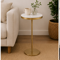 Table basse moderne ronde en marbre avec cadre en laiton doré, meubles de salon, table d'appoint décorative