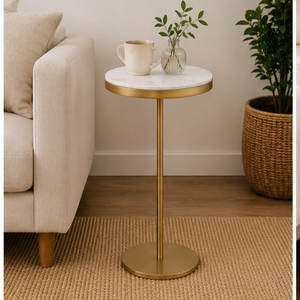 Modern Round Marble Top Coffee <b>Table</b> with <b>Gold</b> Brass Frame Living Room Furniture Decorative <b>Side</b> <b>Table</b> - Product Image 5