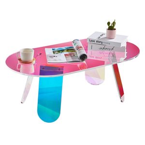Iridescent Acrylic Coffee Table 13.8 Inch High Colorful <b>Side</b> Table for Drinks & Snacks Dazzling End Table - Product Image 5