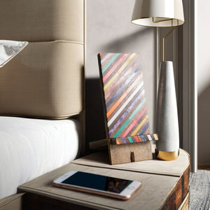 Soporte para teléfono móvil estilo bohemio, organizador de escritorio, estación de carga, compatible con todos los teléfonos inteligentes, tabletas, madera natural - Product Image 4