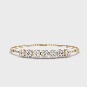 Squad Diamond <b>Bracelet</b> Tennis Classic Simple Unique Design Real Diamond Studded <b>Bangle</b> <b>Bracelet</b> in 18K Yellow Gold - Product Image 4
