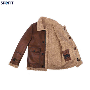 Chaqueta de Invierno de Alta Calidad para Hombre, Estilo Bomber Casual, con Forro de Piel de Oveja Auténtica, Cierre de Cremallera, Servicio OEM - Product Image 4