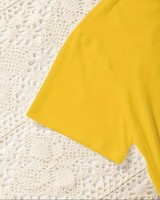 Men's Yellow T-Shirt with Car Print Short Sleeve O-Neck Casual Regular Fit Breathable 100% Cotton Jersey Fabric 220g