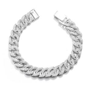 Trending S925 Sterling Silver Cuban Link Bracelet Fine Jewelry Bracelet White Gold ZIRCON Cuba Chain Bracelet for <b>Men</b> - Product Image 5