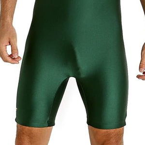 Combinaison de lutte verte pour homme, ajustée, en spandex et nylon, vêtement de sport de combat une pièce - Product Image 2