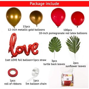Kit de Guirnalda de Globos Rojos de Látex y Dorado Metálico de 115 Piezas, Tira de Arco de 16 Pies para Globos de Aniversario y Boda - Product Image 3