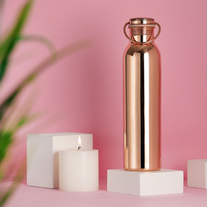Bouteille d'eau en cuivre pur martelé, écologique, anti-fuite, avec couvercle à poignée, personnalisable pour la restauration, la maison, l'extérieur, le bureau et les voyages - Product Image 5