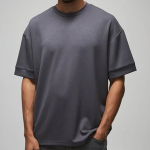 Camiseta Básica Negra para Hombre de 300 Gramos, Cuello Redondo, Manga Corta, Corte Regular, 100% Algodón, Estilo Casual Urbano, Secado Rápido, Transpirable - Product Image 3