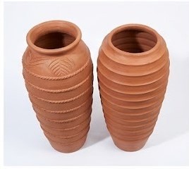Maceta Redonda Rústica de Terracota con Diseño Acanalado para Exhibición de Plantas de Interior/Exterior - Product Image 2