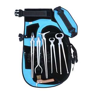 Juego de herramientas de herrador equino con pinzas para fuego, pinzas de cabeza redonda, separador de herraduras, herramienta de extracción, cortaherraduras, gancho de limpieza, acero inoxidable - Product Image 1