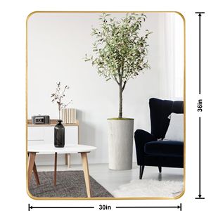 Specchio Rettangolare Moderno 76x91 cm con Cornice Dorata Profonda, Decorazione da Parete in Metallo per Camera da Letto, Soggiorno, Ingresso - Specchio da Comodino - Product Image 5